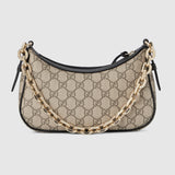 Emblem small shoulder bag brown fabric