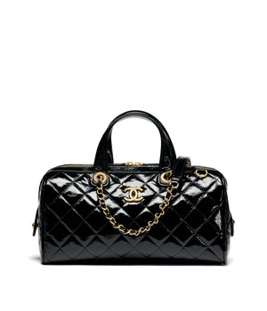 Large Bowling Bag Patent Crumpled Calfskin & Gold-Tone Metal