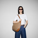 large shoulder bag beige and dark brown
