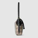Emblem small shoulder bag dark brown fabric