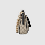 Emblem small shoulder bag brown fabric