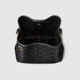 Emblem small bucket bagk black leather