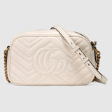Marmont small camera bag white leather