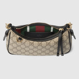 Emblem small shoulder bag brown fabric