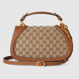 Blondie medium top handle bag beige and dark brown GG canvas