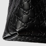 Emblem small bucket bagk black leather