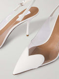 Le Coeur patent-leather and PVC slingback pumps