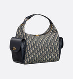 Large D-Dream Bag Blue Oblique Jacquard and Smooth