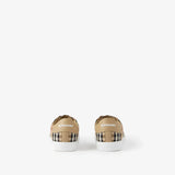 Male Female Check and Leather Sneakers Archive beige