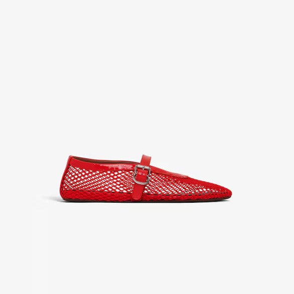 BALLET FLATS IN FISHNET RED
