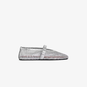 BALLET FLATS IN LAMINATED FISHNET