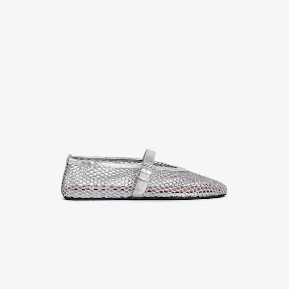 BALLET FLATS IN LAMINATED FISHNET
