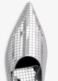 SILVER ART DECO FLAT SLINGBACKS IN MIRROR CALFSKIN