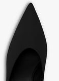 BLACK CUBE THONG MULES IN SATIN