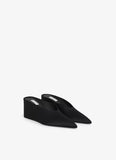 BLACK CUBE THONG MULES IN SATIN