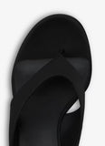 BLACK CUBE THONG MULES IN SATIN