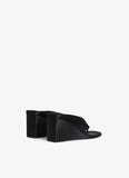 BLACK CUBE THONG MULES IN SATIN