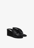 BLACK CUBE THONG MULES IN SATIN