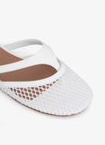 WHITE INFRADITO FLAT MULES IN FISHNET AND LEATHER