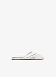 WHITE INFRADITO FLAT MULES IN FISHNET AND LEATHER