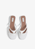 WHITE INFRADITO FLAT MULES IN FISHNET AND LEATHER