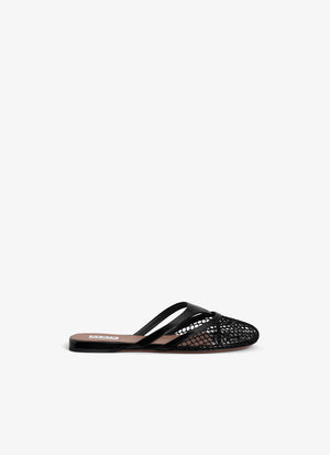 ALAIA Fishnet Mule Sandals: Sexy French Flats with Brand Legacy black