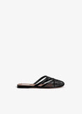 INFRADITO FLAT MULES IN FISHNET AND LEATHER