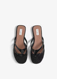 INFRADITO FLAT MULES IN FISHNET AND LEATHER