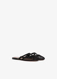 INFRADITO FLAT MULES IN FISHNET AND LEATHER