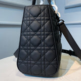 Medium Lady Bag Black Ultramatte Cannage Calfskin