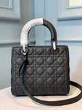 Medium Lady Bag Black Ultramatte Cannage Calfskin