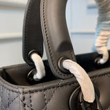 Medium Lady Bag Black Ultramatte Cannage Calfskin