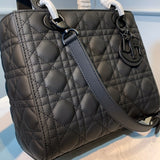 Medium Lady Bag Black Ultramatte Cannage Calfskin