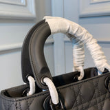 Medium Lady Bag Black Ultramatte Cannage Calfskin