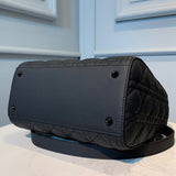 Medium Lady Bag Black Ultramatte Cannage Calfskin