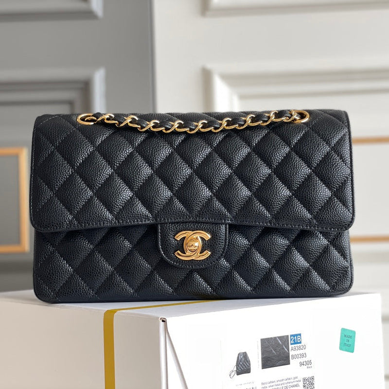 CC Caviar Calfskin Classic Flap Bag A01112 Black
