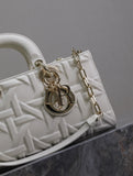 Latte Graphic Cannage Calfskin Medium Lady D-Joy Bag