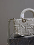 Latte Graphic Cannage Calfskin Medium Lady D-Joy Bag