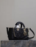 Lady D-Joy Handbag Black Embossed Quilted Pattern