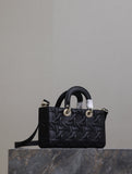 Lady D-Joy Handbag Black Embossed Quilted Pattern