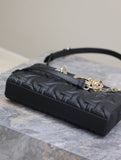 Lady D-Joy Handbag Black Embossed Quilted Pattern
