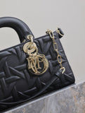 Lady D-Joy Handbag Black Embossed Quilted Pattern