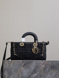 Lady D-Joy Handbag Black Embossed Quilted Pattern