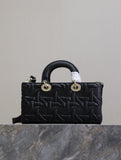 Lady D-Joy Handbag Black Embossed Quilted Pattern