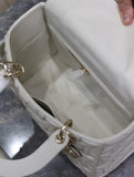 Lady Handbag White Embossed Quilted Pattern