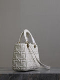 Lady Handbag White Embossed Quilted Pattern