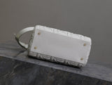 Lady Handbag White Embossed Quilted Pattern