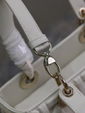 Lady Handbag White Embossed Quilted Pattern