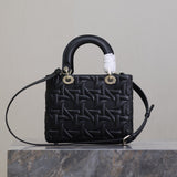 Lady handbag Black Embossed Quilted Pattern