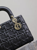 Lady handbag Black Embossed Quilted Pattern